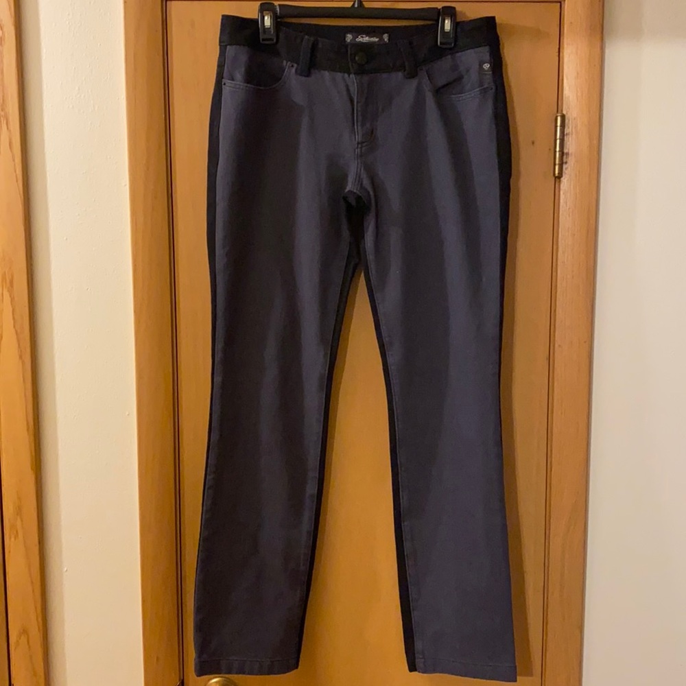 Serfontaine Two Tone Fox Drainpipe Straight Leg Jeans Gray Black Size 31